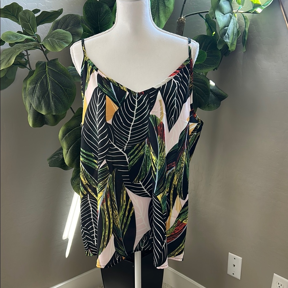 Tropical Leaf Print Women's Top